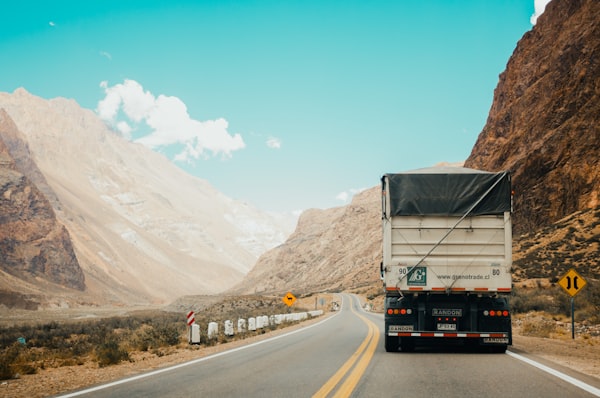 Vehicle transport truck on the road